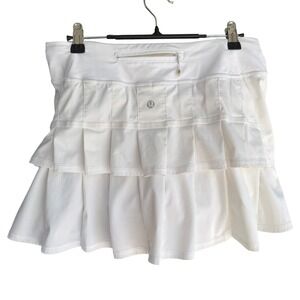 Lululemon Pace Setter Skirt White Pleated Tennis Running Skort Women Size 8